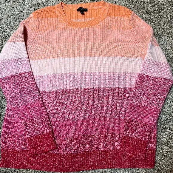 TALBOTS MULTICOLOR COTTON SHAKER SWEATER - Picture 1 of 3